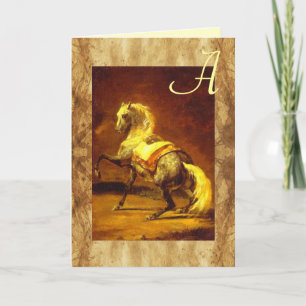 Cartão De Notas CAVALO CINZA MARMOREADO PARCHMENT Monograma