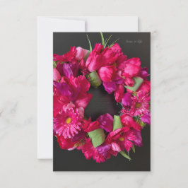 Cartão De Notas Celebração Feliz - Coroa Floral Rosa Quente