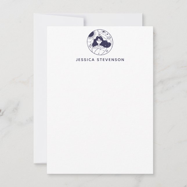 Cartão De Notas Celestial Intergaláctica Rapariga Espacial Persona (Frente)