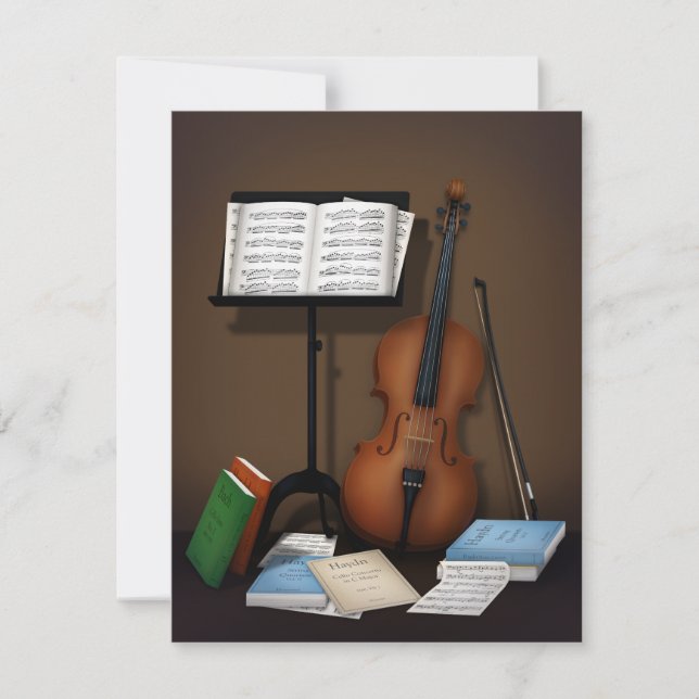 Cartão De Notas Cello Amid Music Books e Classifica Música Clássic (Frente)