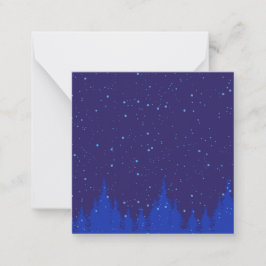 Cartão De Notas Cena de Natal Azul Monocromática com Neve