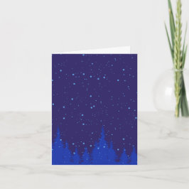 Cartão De Notas Cena de Natal Azul Monocromática com Neve