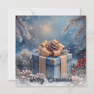 Cartão De Notas Cena de Presente de Natal Mágico de Inverno
