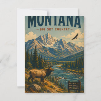 Cartão De Notas Cena do Paisagem Montana Big Sky Country Vintage c