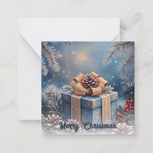 Cartão De Notas Cena Mágica de Presente de Natal de Inverno