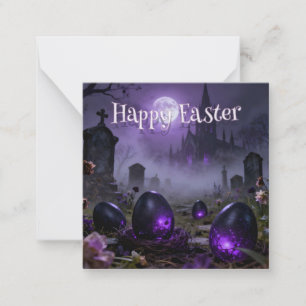 Cartão De Notas Cena Sombria de Páscoa Gótica com Ovos Brilhantes