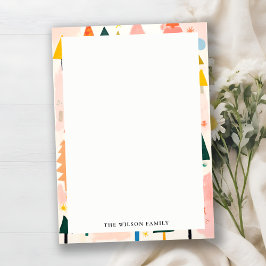 Cartão De Notas Cenário de Natal Abstrato Retro Colorido e Ousado