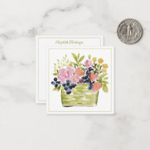 Cesta de Frutas e Flores em Aquarela
