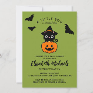 Cartão De Notas CHÁ DE BEBÊ   Bruxa de Gato Bonita do Halloween