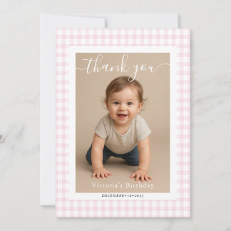 Cartão De Notas Chá de Bebê do Ursinho de Gingham Rosa Pequeno Cor