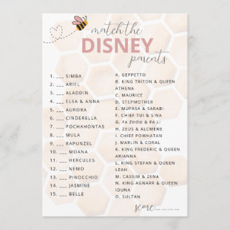 Cartão De Notas Chá de Bebê Sweet Little Honey Disney Jogo dos Pai