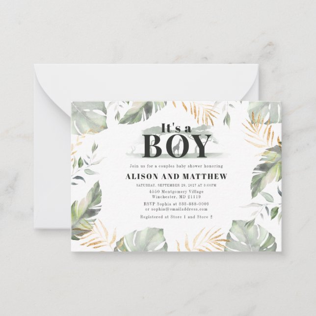 Cartão De Notas Chá de fraldas da Selva Selva Caçari Giraffe (Frente)