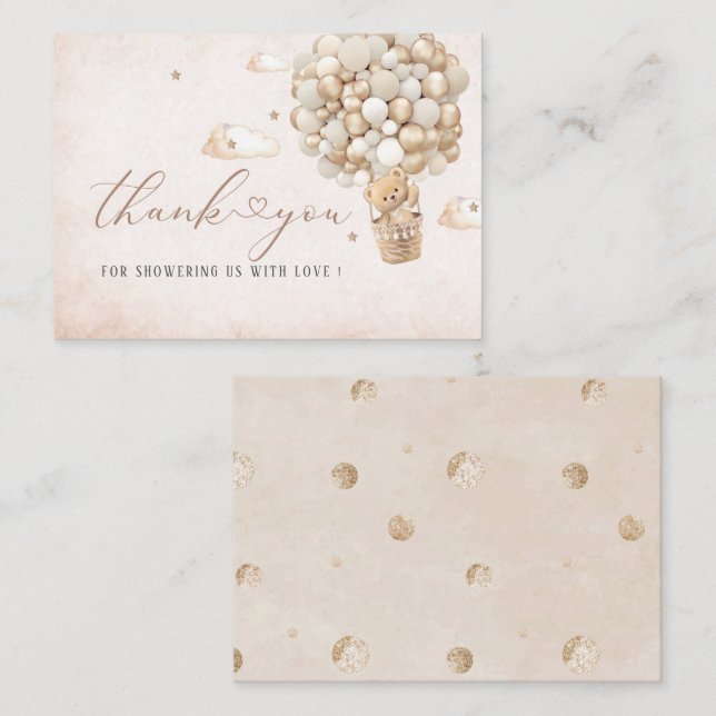 Cartão De Notas Chá de fraldas de Aquarela do Urso Moderno (Frente/Verso)