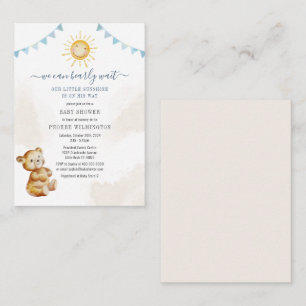 Cartão De Notas Chá de fraldas de Bear e Sunshine Watercolor Boys