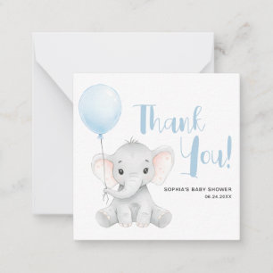 Cartão De Notas Chá de fraldas de Elefante Azul Suave Obrigado