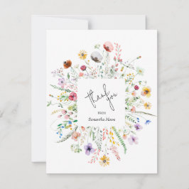 Cartão De Notas Chá de fraldas De Flor Selvagem Obrigado