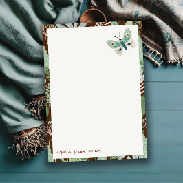 Cartão De Notas Chá de fraldas de Jardim de Borboleta Retro do Des