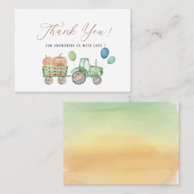 Cartão De Notas Chá de fraldas de Pumpkin Elegante de Aquarela (Frente/Verso)