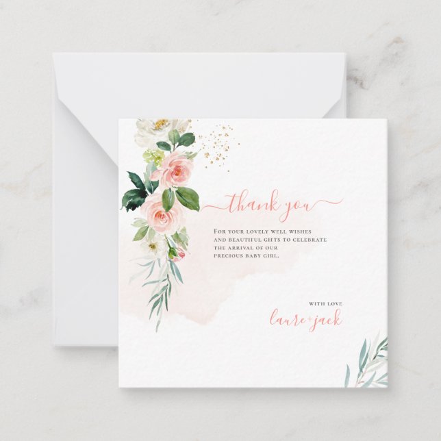 Cartão De Notas Chá de fraldas de Rosas Rosa Blush do ArtsApp H2 O (Frente)