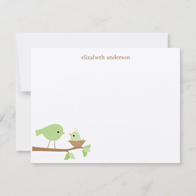 Cartão De Notas Chá de fraldas do Ninho do Bebê Bird Obrigado (Frente)
