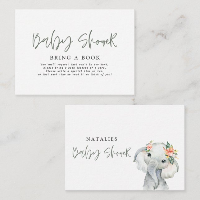 Cartão De Notas chá de fraldas elefante agudo de eucalipto traz um (Frente/Verso)