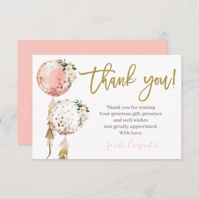 Cartão De Notas Chá de fraldas obrigado (Frente/Verso)