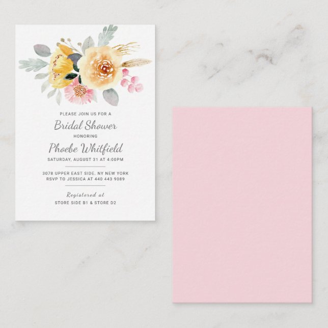 Cartão De Notas Chá de panela Botânico Floral Moderno de Aquarela (Frente/Verso)