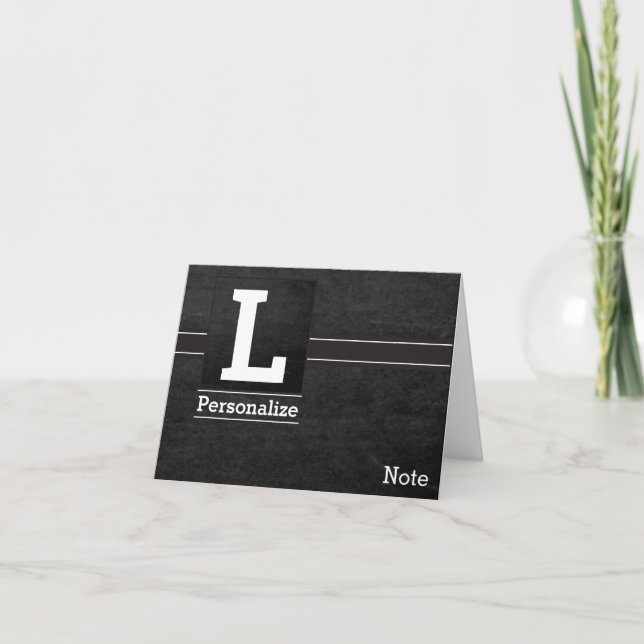 Cartão De Notas Chalkboard Monogram Letter L (Frente)