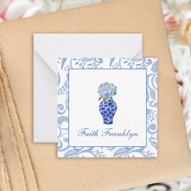 Cartão De Notas Chamada Personalizada de Hydrangea de Aquarela (Criador carregado)