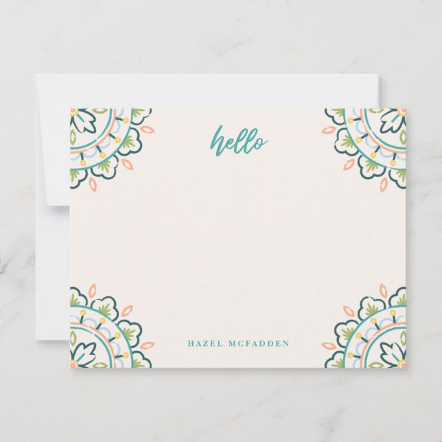 Cartão De Notas Chantilly Boho Mandala Stationery - Piscina (Frente)