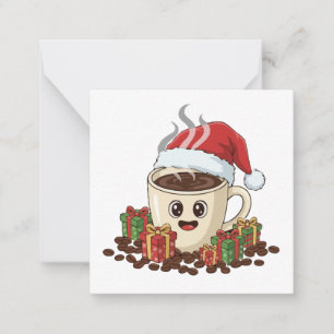 Cartão De Notas Chapéu de Natal do Papai Noel de Café Festivo Kawa