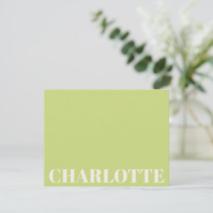 Cartão De Notas Chartreuse Nome Personalizado Préppy Crianças Simp