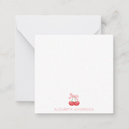 Cartão De Notas Cherry Pink Coquette Personalizado Minimalista