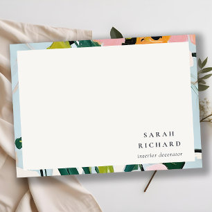 Cartão De Notas Chic Boho Cor - de - rosa azul verde pintado com c