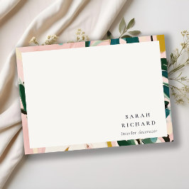 Cartão De Notas Chic Boho Cor-de-rosa Cor-de-rosa Verde Pintado Fl