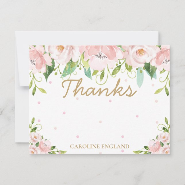 Cartão De Notas Chic Elegant Blush Pink Floral Flowers Nota Card (Frente)