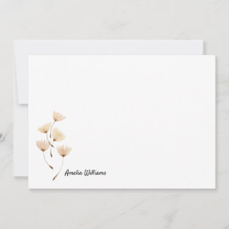 Cartão De Notas Chic Elegant Dandelion Floral Name Script Cute