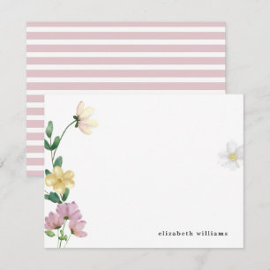 Cartão De Notas Chic Elegant Wildflower Personalizados Floral
