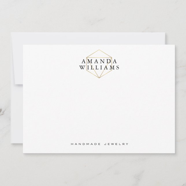 Cartão De Notas Chic Faux Dourada Gemstone Jewelry Flat Note Card (Frente)