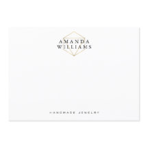 Chic Faux Dourada Gemstone Jewelry Flat Note Card