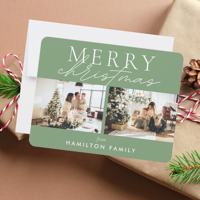 Cartão De Notas Chic Script Calliografia Feliz Natal Dois Foto (Criador carregado)