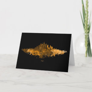 Cartão De Notas Chicago City Skyline Watercolor em laranja