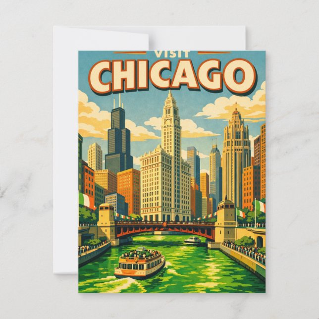 Cartão De Notas Chicago River Saint Patricks day postcard (Frente)