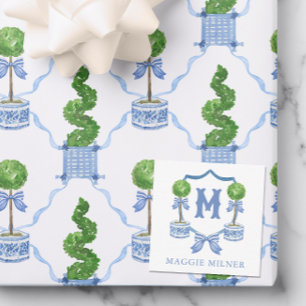 Cartão De Notas Chinoiserie Arco de Aquarela Topirocário Monograma