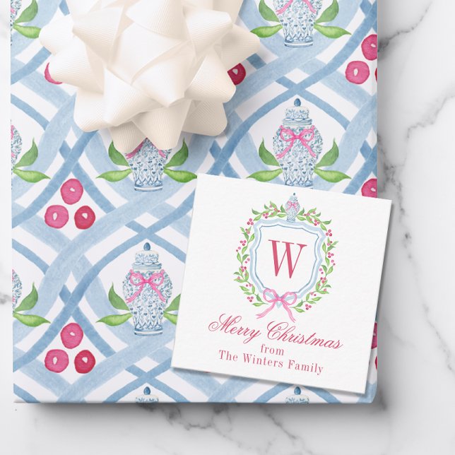 Cartão De Notas Chinoiserie Ginger Jar Monograma Crest (Criador carregado)