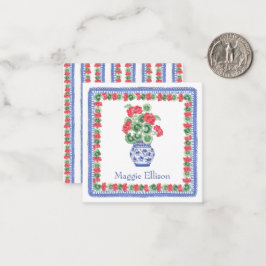 Cartão De Notas Chinoiserie Vase do Red Geraniums Gift Enclosure