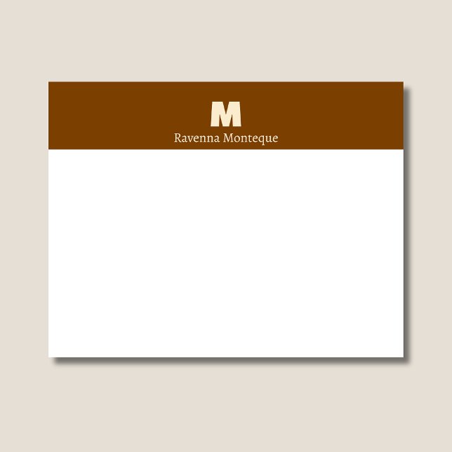 Cartão De Notas Chocolate Brown Personalized Name Letter Monogram  (Criador carregado)