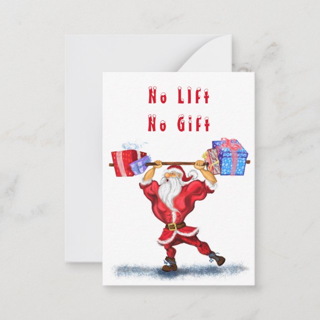 Cartão De Notas Christmas Card Bodybuilder Santa Claus with Gifts (Frente)