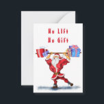 Cartão De Notas Christmas Card Bodybuilder Santa Claus with Gifts<br><div class="desc">Bodybuilder Santa Claus with Christmas Gifts - Fun Cartoon Painting Funny Collection - Choose / Add Your Unique Text / Name / Color - Make Your Special Gift - Resize and move or remove and add elements / text with customization tool ! Painting and Design by MIGNED. Please see my...</div>