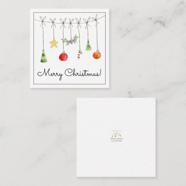Cartão De Notas Christmas Ornaments On A String (Frente/Verso)